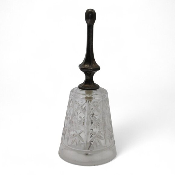 Vintage London Bell By Royal Crystal Rock With Cut Glass Pattern & Metal Handle - Picture 1 of 5
